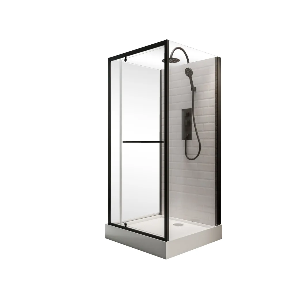 900x900 mm, 2150 mm, Mattschwarz, Klar hell