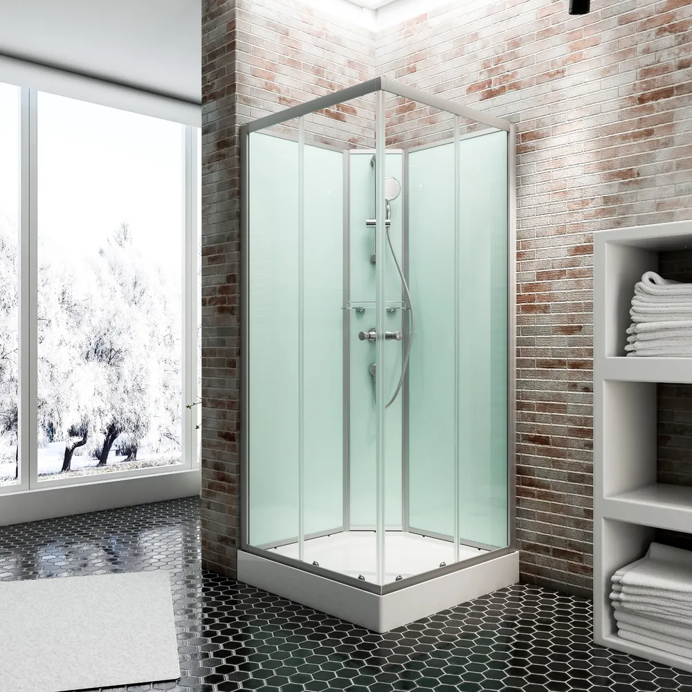 890x890 mm, 2020 mm, Alu-Natur, Klar hell