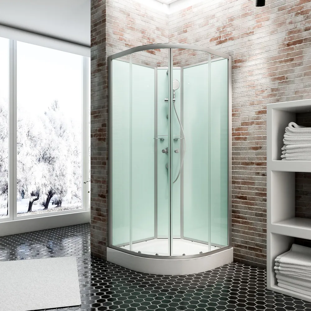 890x890 mm, 2020 mm, Alu-Natur, Klar hell